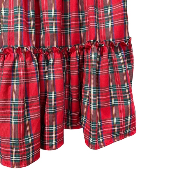 Tartan Plaid Tiered Ruffle Puff Sleeve Dress - Picture 6 of 11